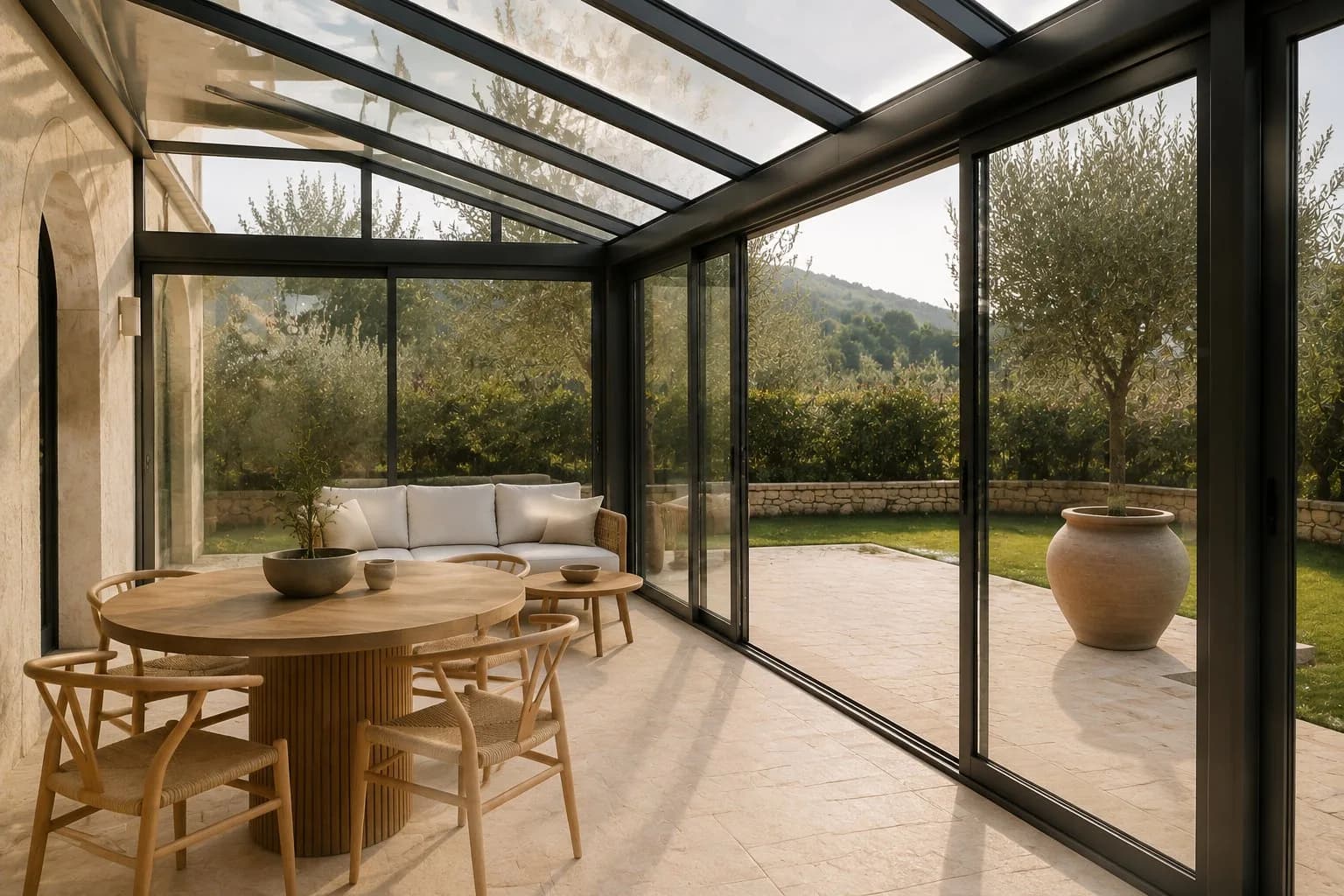 Dentro: il giardino su tre lati